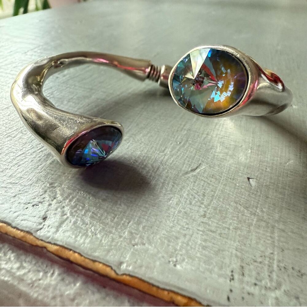 Vidda Spain Silver Plated Swarovski Crystal Hinged Bracelet - Picture 12 of 14